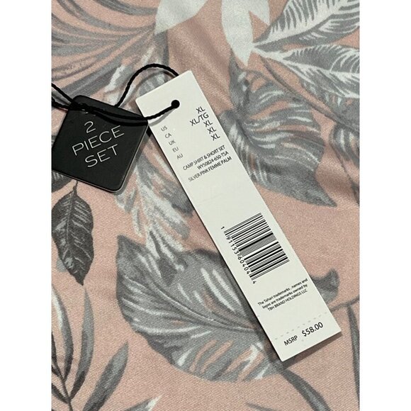 Tahari Pink/Silver Camp Shirt & Short Pajama Set SIZE-XL - Picture 7 of 13